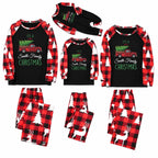 Custom Family Name Red Truck Buffalo Plaid Christmas Pajamas