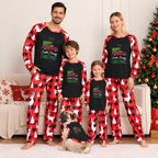 Custom Family Name Red Truck Buffalo Plaid Christmas Pajamas