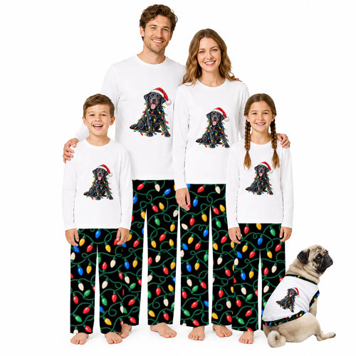 Black Labrador Christmas Lights Family Matching Pajamas