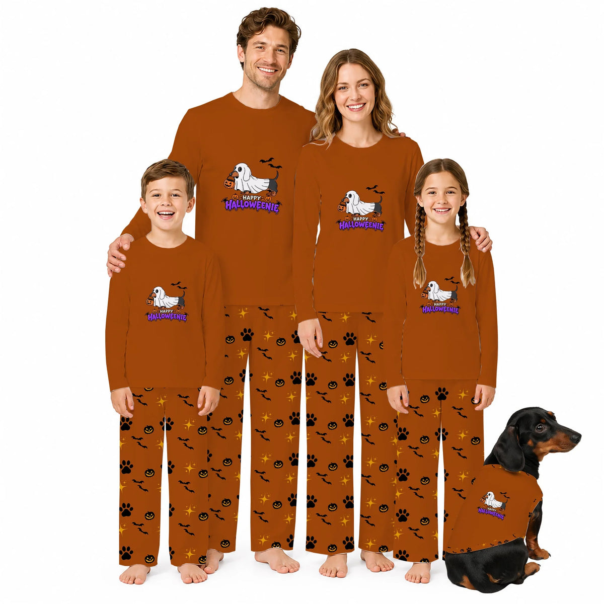 Happy Halloweenie Dachshund Family Matching Pajamas