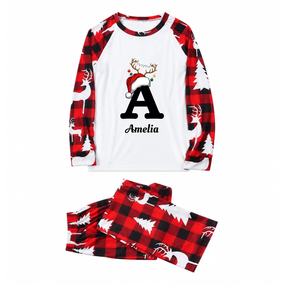 Personalized Monogram Buffalo Plaid Christmas Family Pajamas