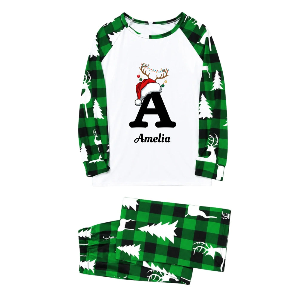 Personalized Monogram Buffalo Plaid Christmas Family Pajamas