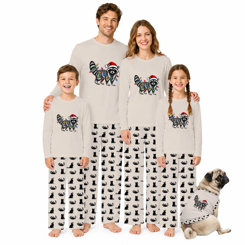 Christmas Lights Raccoon Family Matching Pajamas