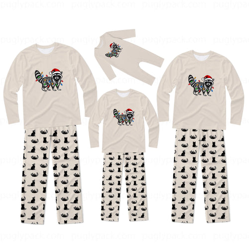 Christmas Lights Raccoon Family Matching Pajamas