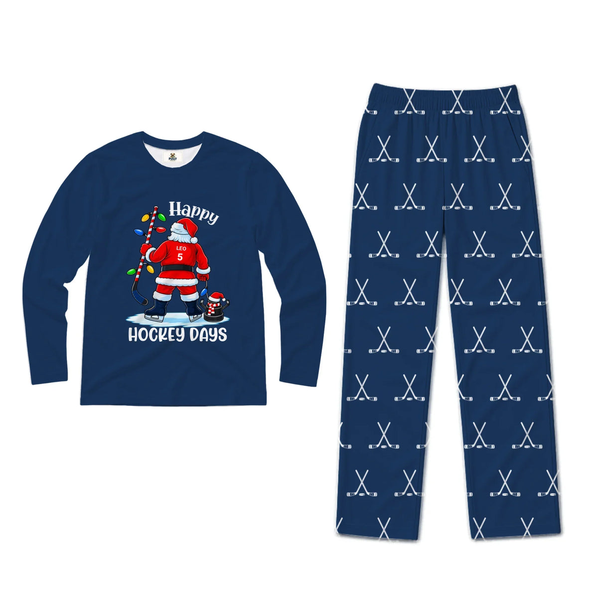 Personalized Name & Number Happy Hockey Days Family Christmas Pajamas