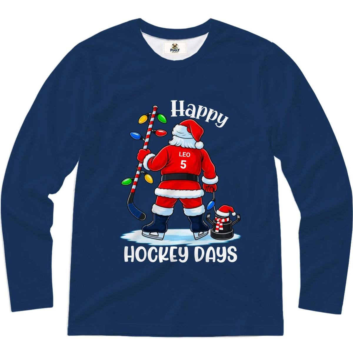 Personalized Name & Number Happy Hockey Days Family Christmas Pajamas