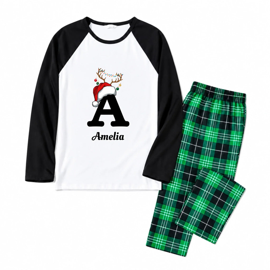 Personalized Initial & Name Christmas Family Matching Pajamas