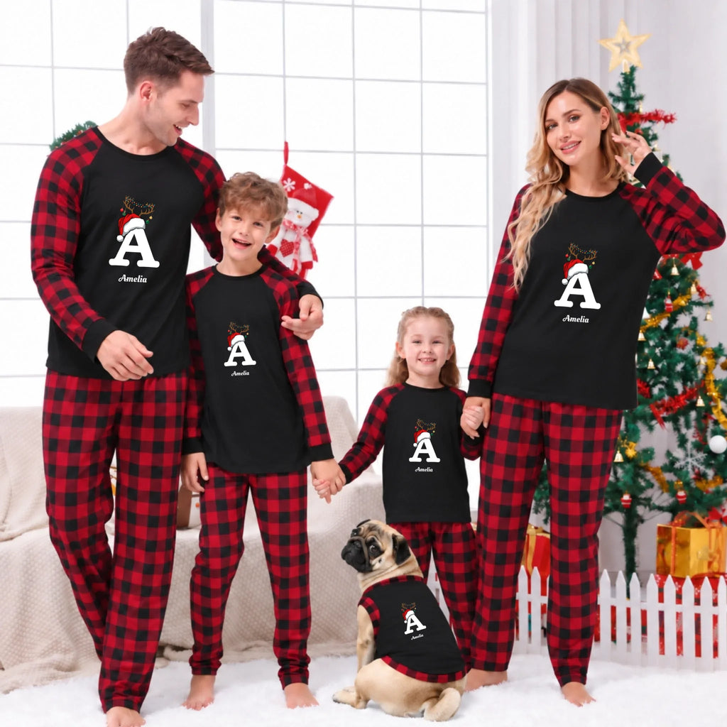 Personalized Initial & Name Christmas Family Matching Pajamas