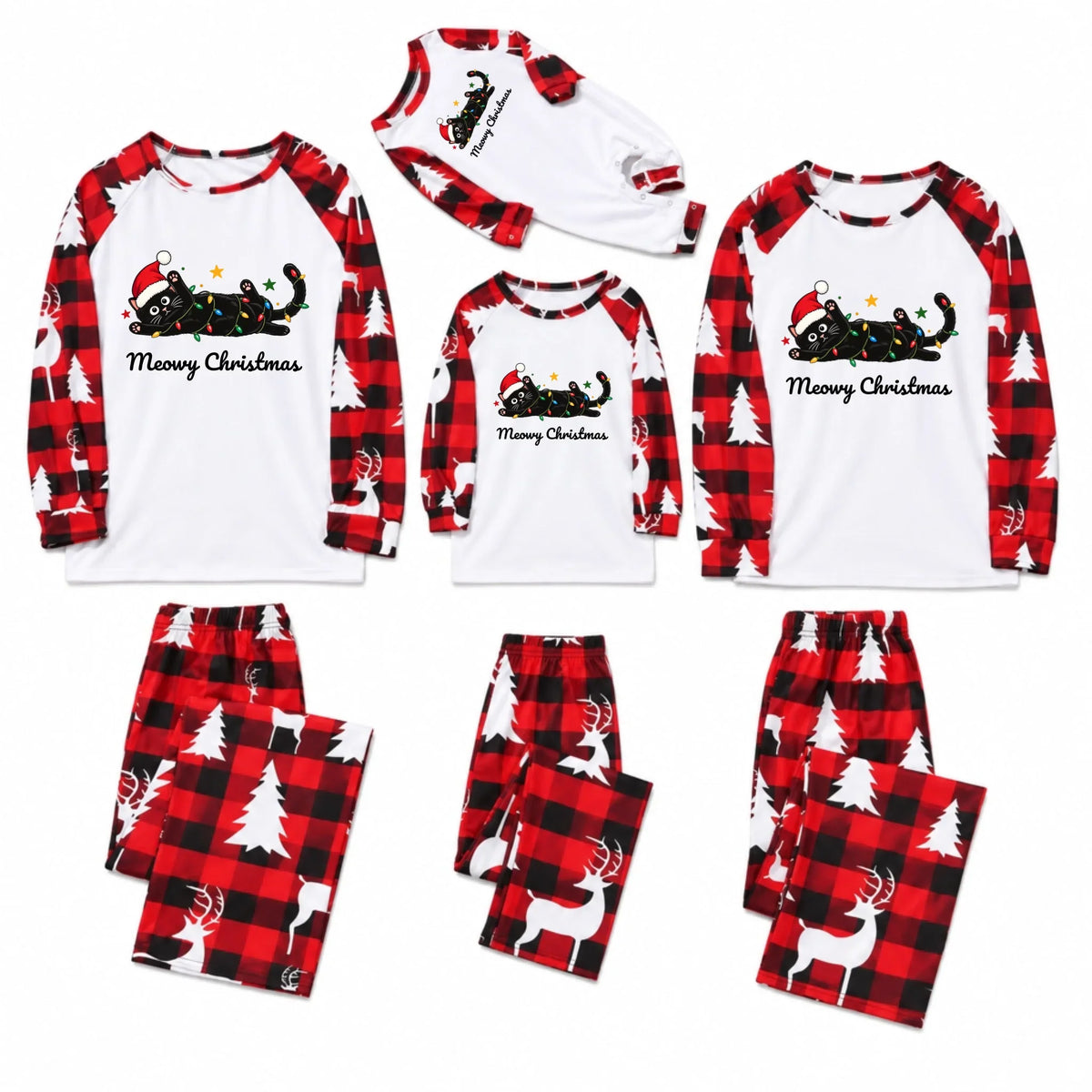 Custom Text Black Cat Family Christmas Pajamas Live Preview