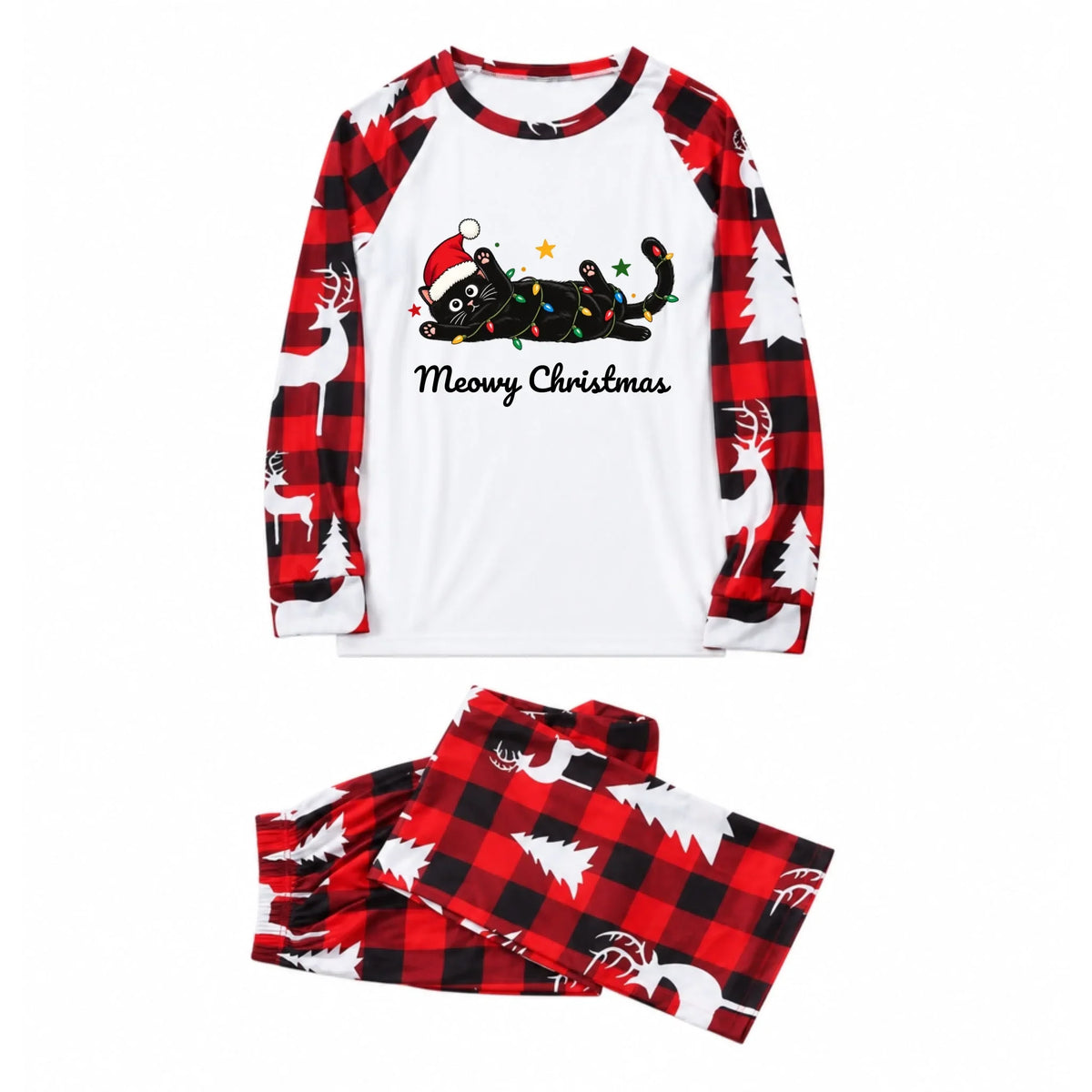 Custom Text Black Cat Family Christmas Pajamas Live Preview