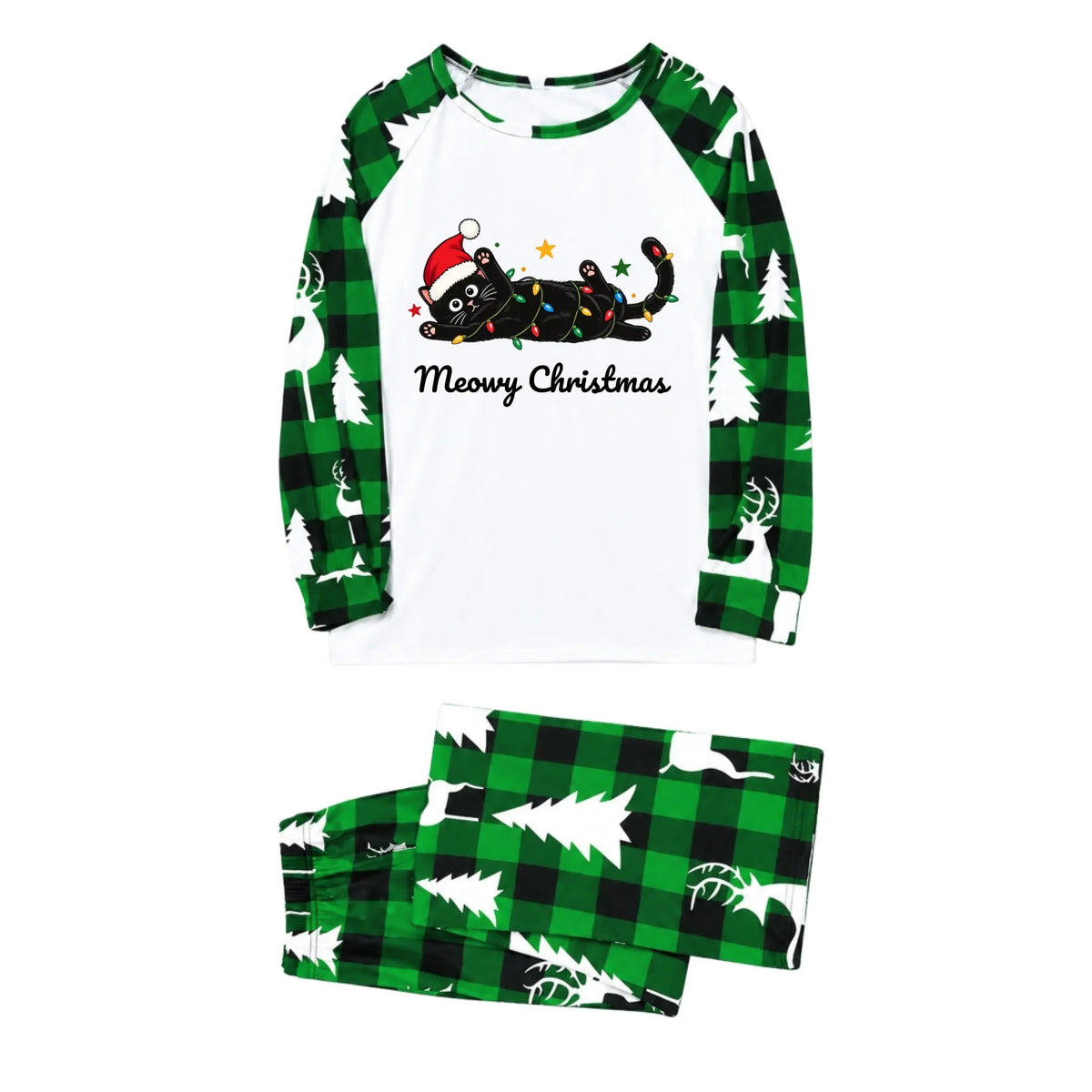 Custom Text Black Cat Family Christmas Pajamas Live Preview