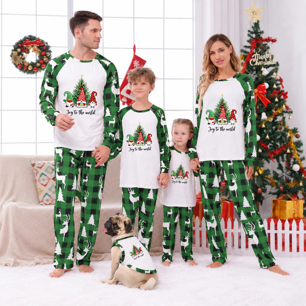 Joy To The World Christmas Gnome Matching Pajamas With Pet