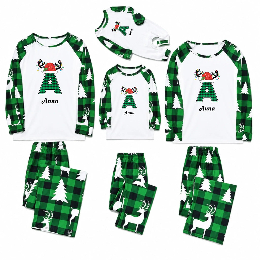 Personalized Initial & Name Family Matching Christmas Pajamas