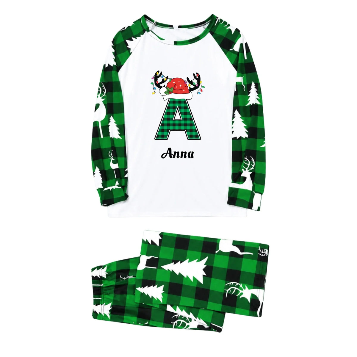 Personalized Initial & Name Family Matching Christmas Pajamas