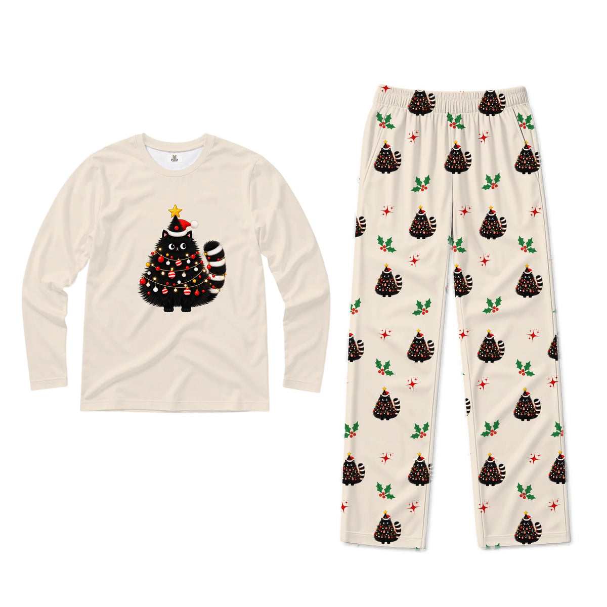 Cute Black Cat Christmas Family Matching Pajamas