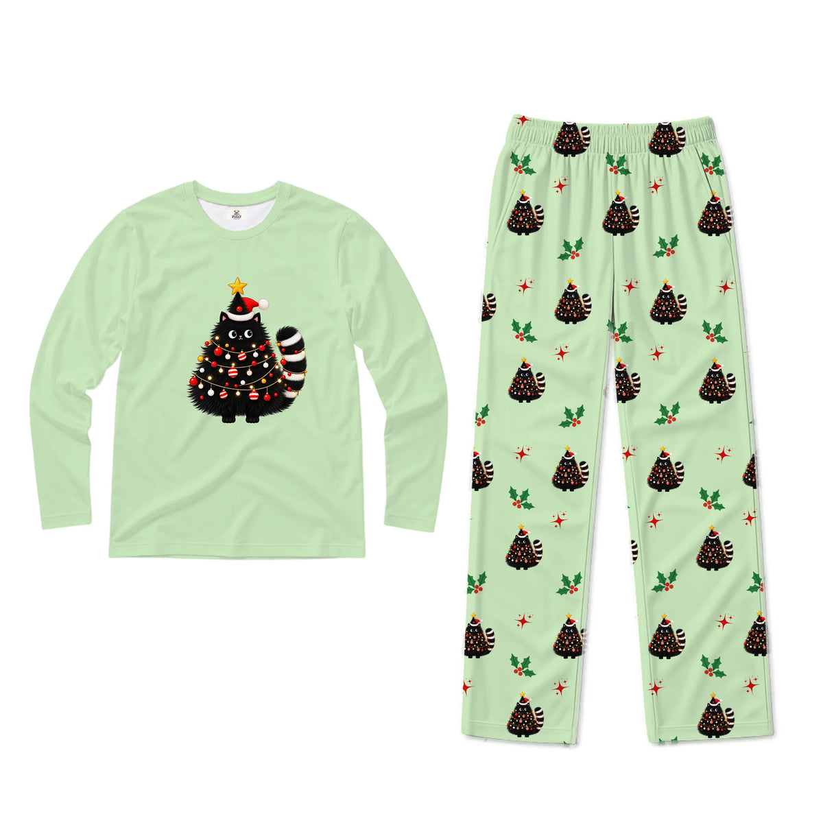 Cute Black Cat Christmas Family Matching Pajamas