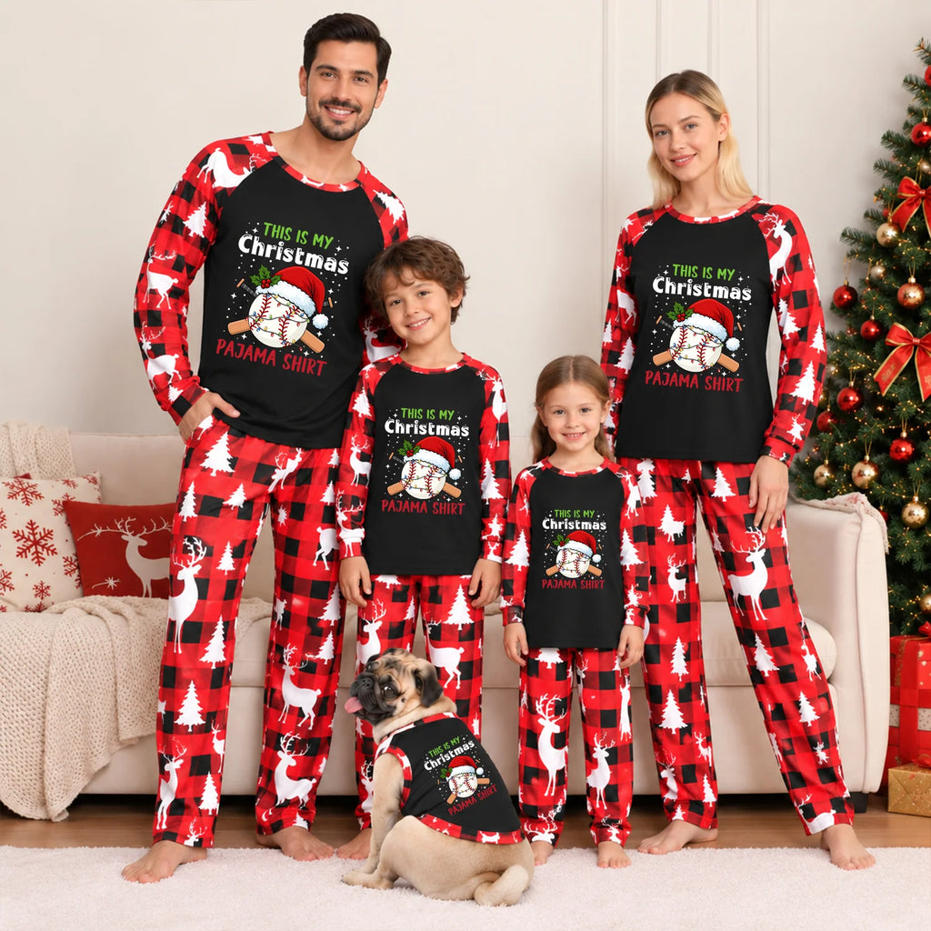 Baseball Santa Hat Christmas Family Matching Pajamas