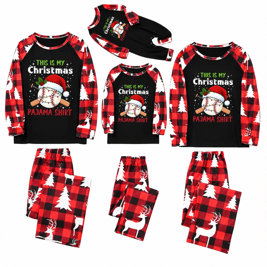 Baseball Santa Hat Christmas Family Matching Pajamas