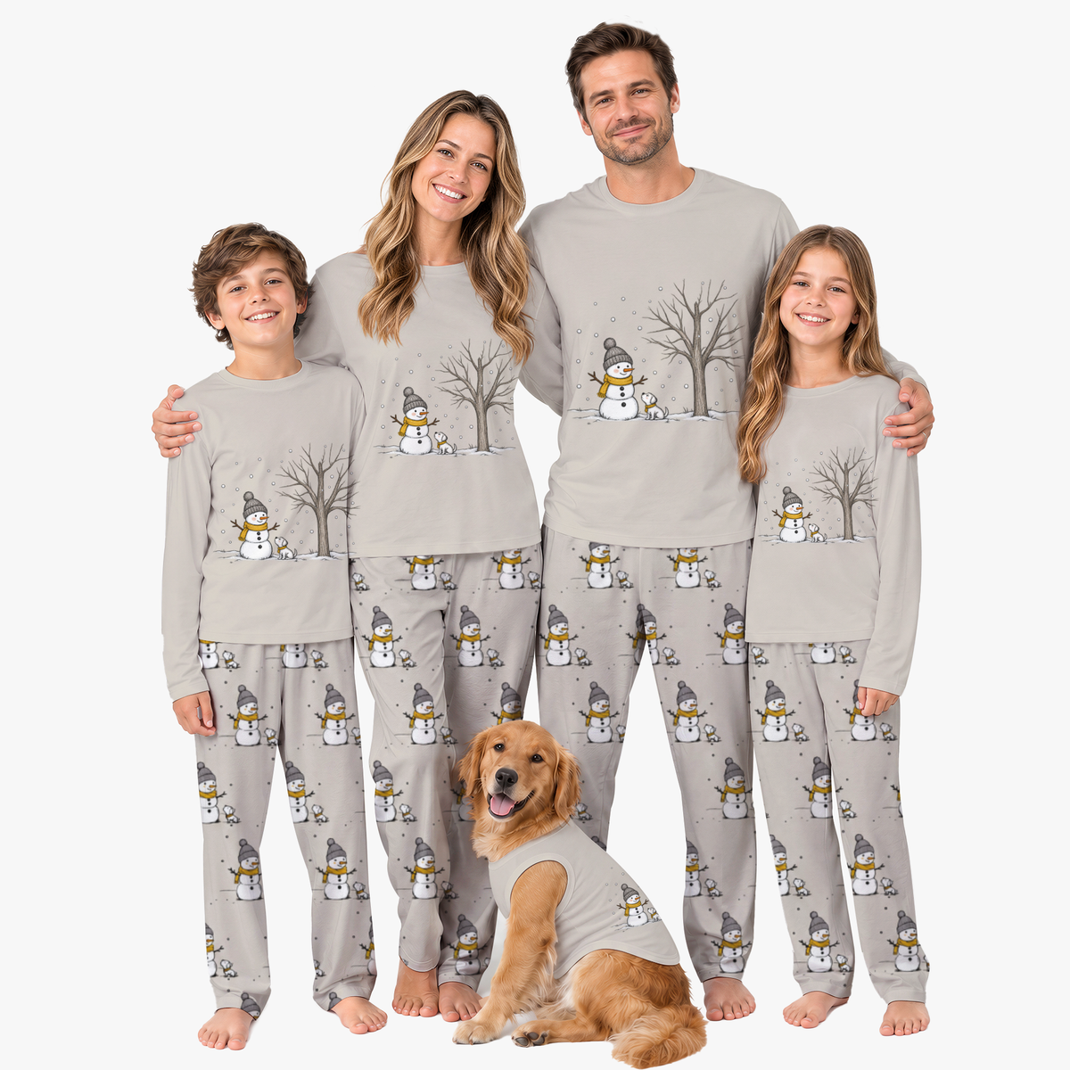 Snowman Matching Family Christmas Jammies With Pockets