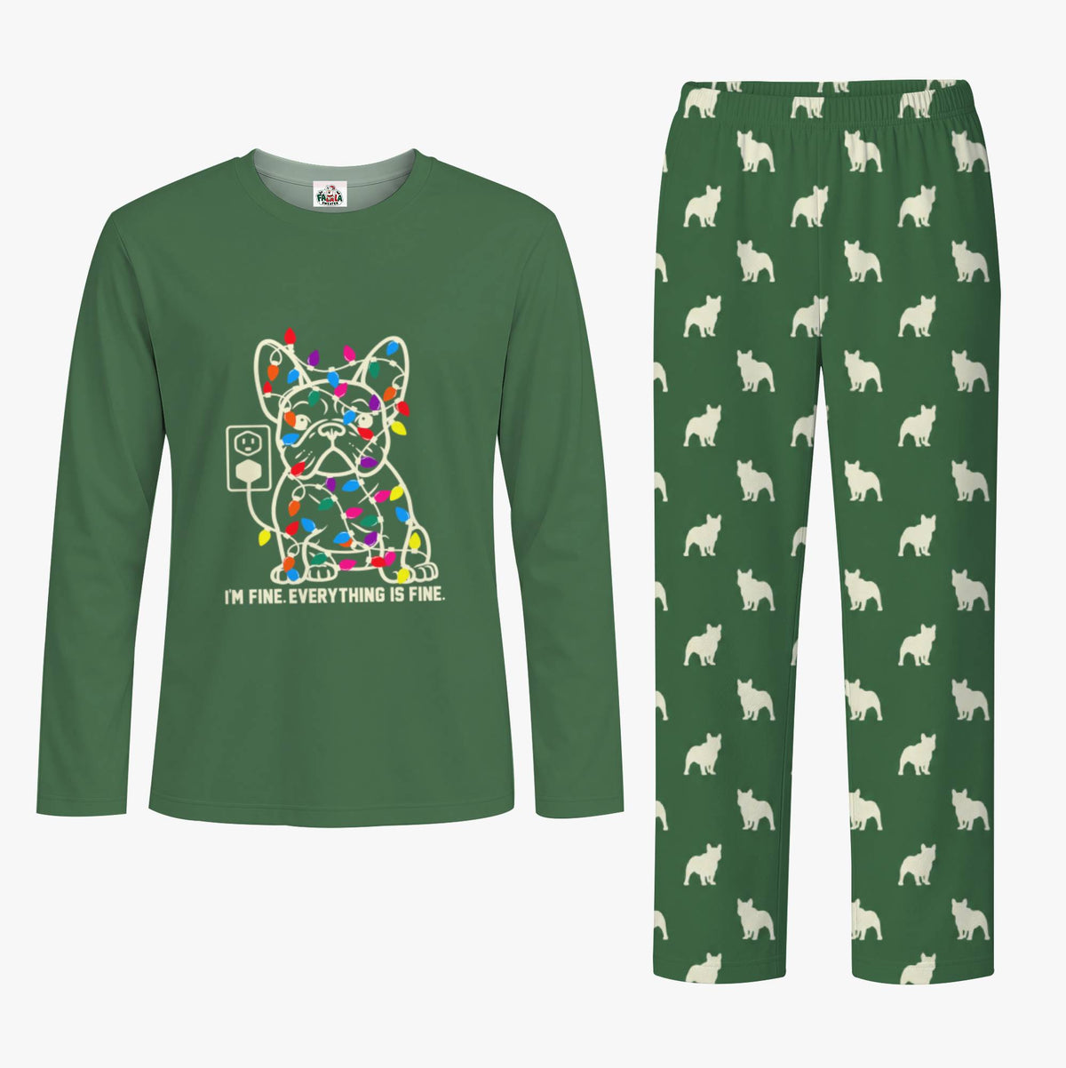 Red Funny French Bulldog Matching Family Xmas Pajamas With Pockets