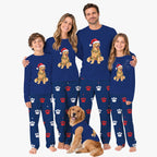 Christmas Pajamas For Family With Golden Retrievers On Them And Pockets