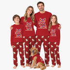 Red Funny French Bulldog Matching Family Xmas Pajamas With Pockets